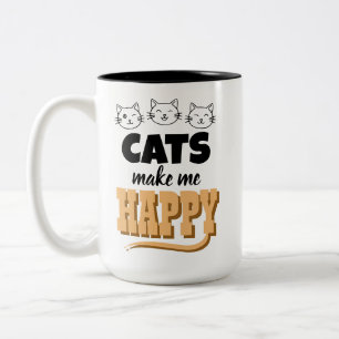 Katzen machen mich glücklich zweifarbige tasse