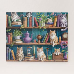 Katzen Magisches Bücherregal Puzzle