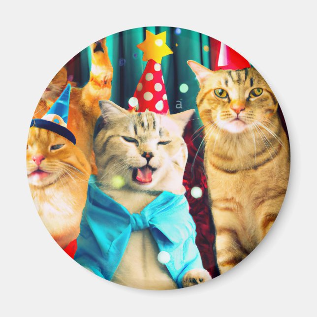 Katzen Magnet, Katzen Party, Liebe von Tieren Magnet (Vorne)