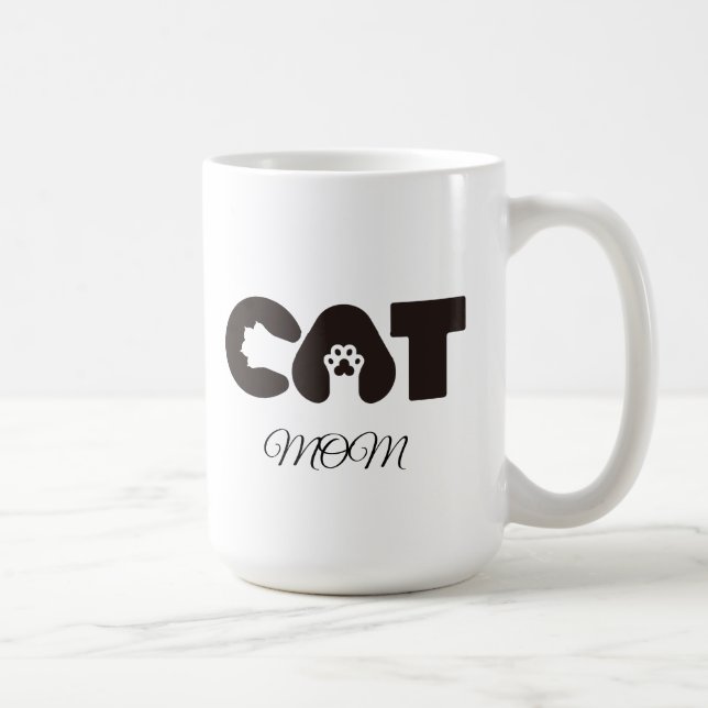 Katzen-Mama-Kaffeetasse – Cute Pow mit Buchstaben  Kaffeetasse (Rechts)