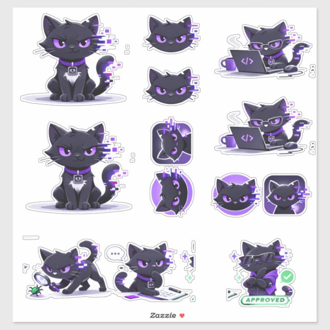Katzen-Maskottchen-Aufkleber Aufkleber (Blatt)
