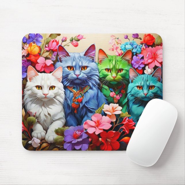 Katzen-Mauspad – Perfektes Geschenk für Katzenlieb Mousepad (Mit Mouse)