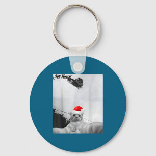 Katzen Meme Lustiges Katzen-Selfie mit Weihnachtsm Schlüsselanhänger