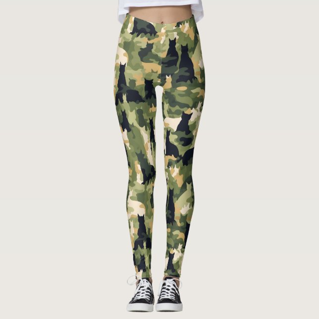 Katzen Militärische Camouflage Leggings (Vorderseite)