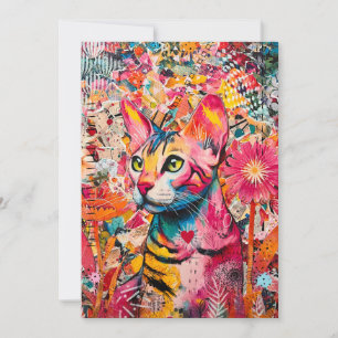 Katzen-Mischpapier-Collage-Grußkarte Karte