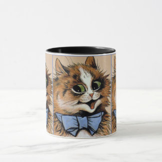 Katzen mit Blue Bowtie Malerei von Louis Wain Tasse