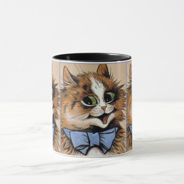 Katzen mit Blue Bowtie Malerei von Louis Wain Tasse (Zentrum)