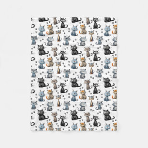 Katzen mit glühenden Gesichtern und Mustern für Pa Fleecedecke