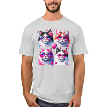 Katzen mit Herz-Brille-Shirt