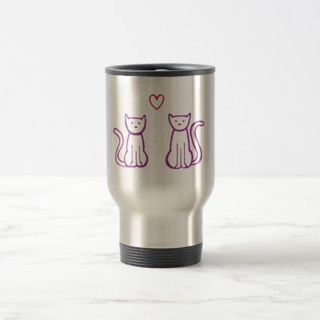 Katzen mit Herz Reisebecher (Mittel)