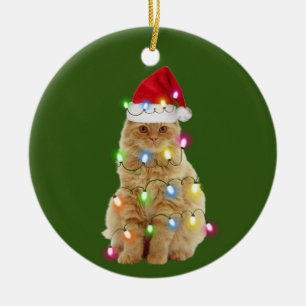 Katzen mit Hutlicht Weihnachten Keramik Ornament