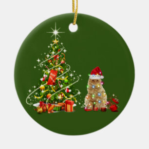 Katzen mit Hutschuh Weihnachten Keramik Ornament