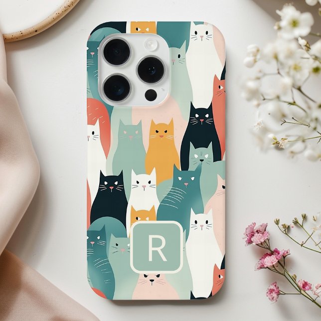 Katzen mit neutralem Muster iPhone Hülle (Von Creator hochgeladen)