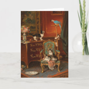 Katzen mit Papagei spielen   Jules Le Roy Karte