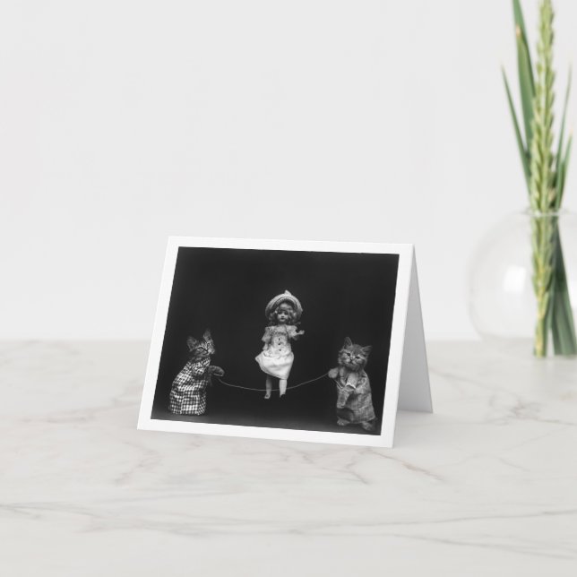 Katzen mit Puppe Karte (Vorderseite)