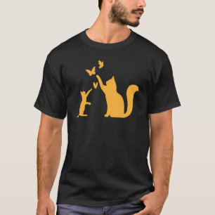 Katzen mit Schmetterlingen Katze I Süße Katzen T-Shirt