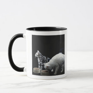 Katzen mit Schüssel Nahrung Tasse
