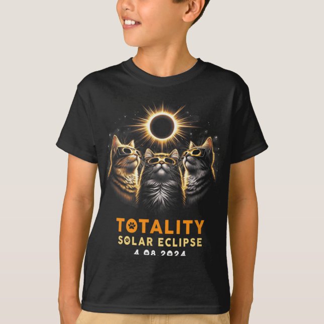 Katzen mit solarem Eclipse Gles 4.08.2024 T-Shirt (Vorderseite)