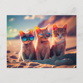 Katzen mit Sonnenbrille Feiertagspostkarte