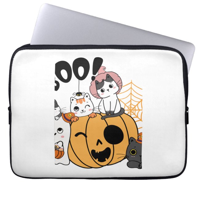 Katzen mit Spaß auf Halloween-Aufkleber Laptopschutzhülle (Vorderseite)