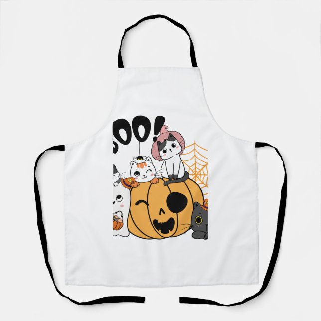 Katzen mit Spaß auf Halloween-Aufkleber Schürze (Vorderseite)