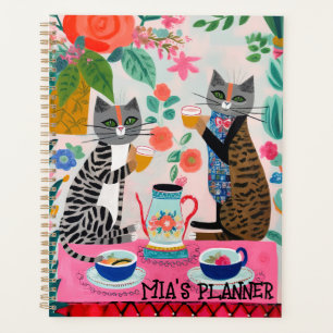 Katzen mit Tee-Whimsikal-Helle Planer