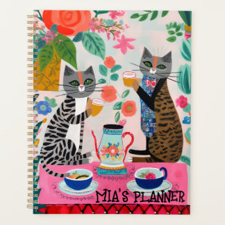 Katzen mit Tee-Whimsikal-Helle Planer