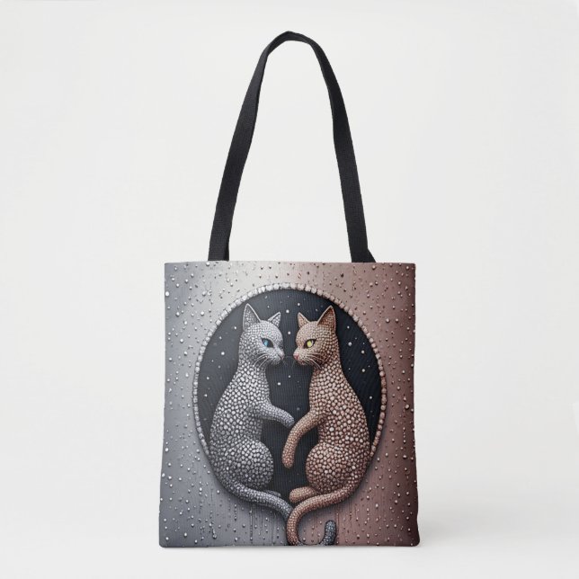 Katzen mit triefender Textur und mystischem Yin-Ya (Vorderseite)
