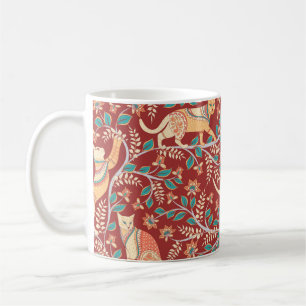 Katzen mit Verzierungen, Zweige mit Blume und Lede Kaffeetasse