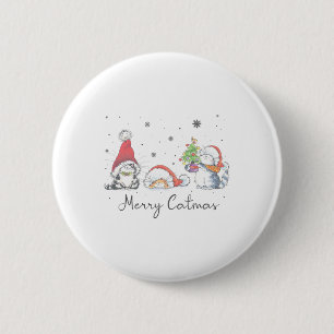 Katzen Mit Weihnachtsmann Hut Fröhliche Catmas Kat Button