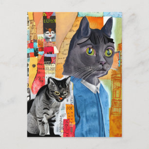 Katzen Mixed Media Postkarte