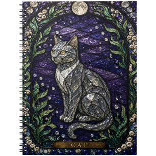 Katzen Mondlichtgarten Illumina Buntglas Notizblock