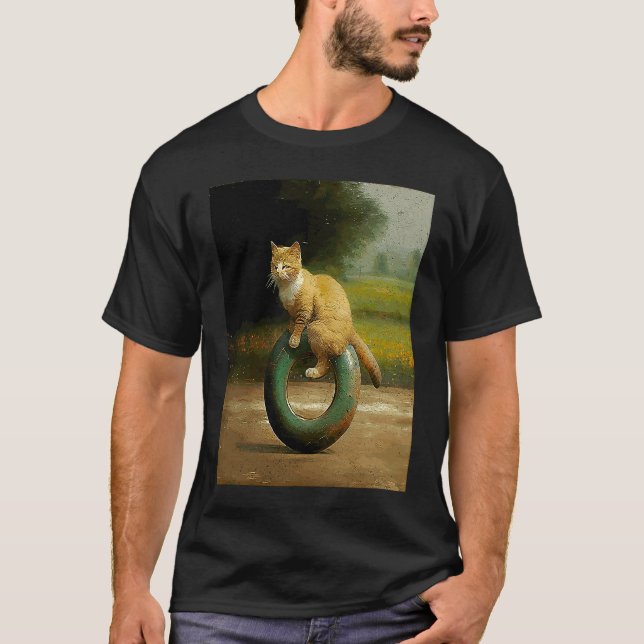 Katzen Motorrad Donut T-Shirt (Vorderseite)