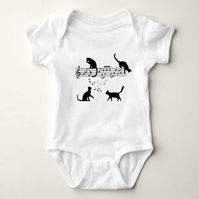 Katzen Musiknoten spielen Baby Strampler (Vorderseite)