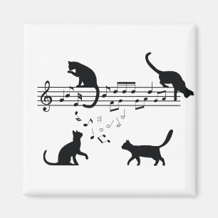 Katzen Musiknoten spielen Magnet