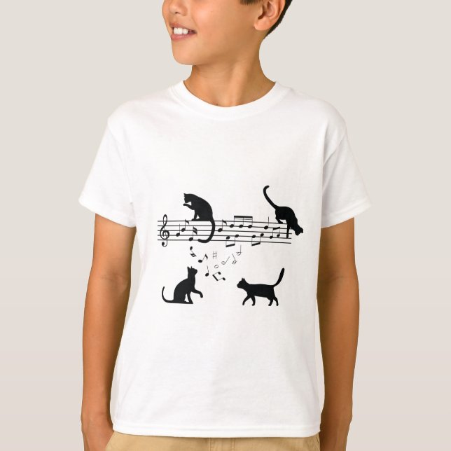 Katzen Musiknoten spielen T-Shirt (Vorderseite)