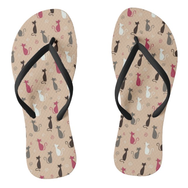 Katzen Muster Rosa Flip Flops (Fußbett)