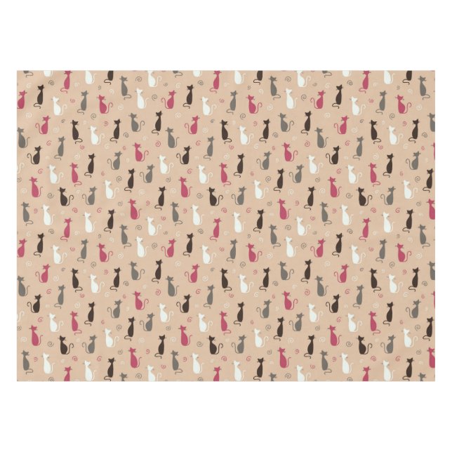 Katzen Muster-Rosa Tischdecke (Vorderseite (Horizontal))