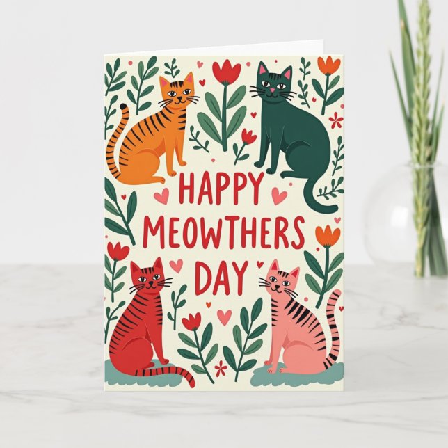 Katzen-Muttertag-Gartenkarte Karte (Vorderseite)