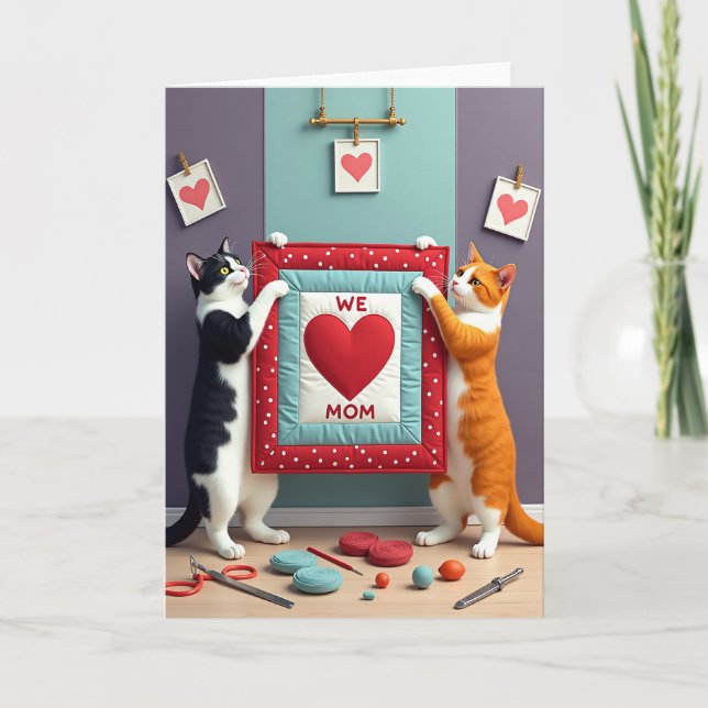 Katzen-Muttertag-Herz-Kunstkarte Karte (Vorderseite)
