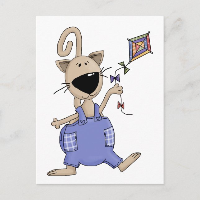 Katzen "n" Hunde ・ Katze mit Drachen Postkarte (Vorderseite)