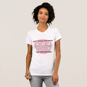 Katzen-Nahrungsmittelstimmungs-Frauen-illustrierte T-Shirt