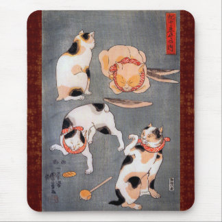 Katzen (Neko) in verschiedenen Posen Utagawa Kuniy Mousepad