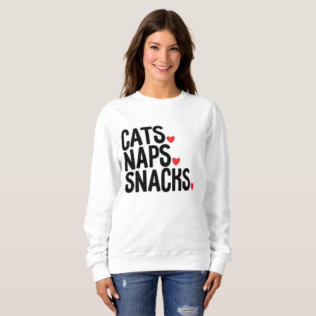 Katzen Nickerchen Snacks - Katzen Liebhaber Sweatshirt (Vorne ganz)