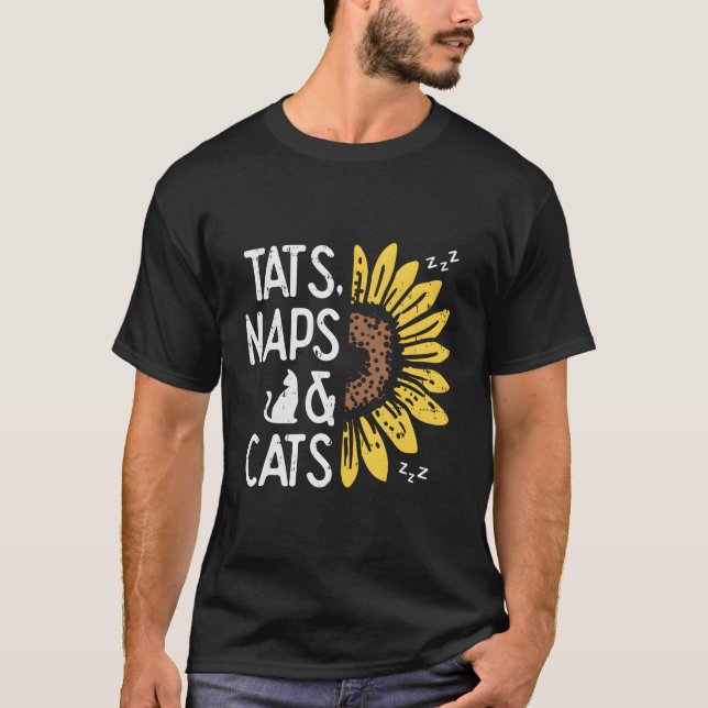 Katzen Nickerchen und Katzen Sonnenblumen Haustier T-Shirt (Vorderseite)
