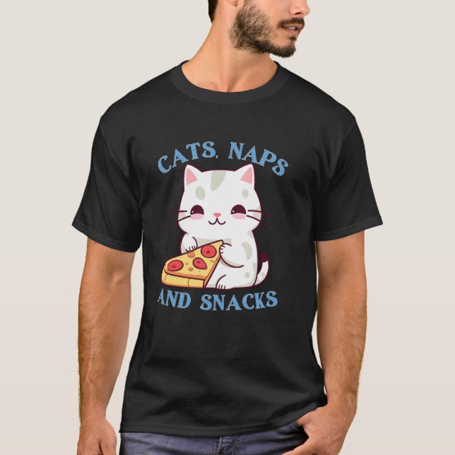 Katzen, Nickerchen und Snacks T-Shirt (Vorderseite)