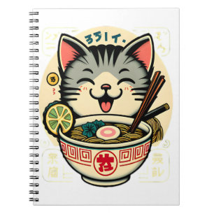 Katzen-Nudel-Japanische-Anime-ga-Kawaii-Katze Notizblock