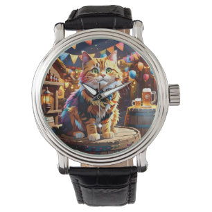 Katzen Oktoberfest Armbanduhr