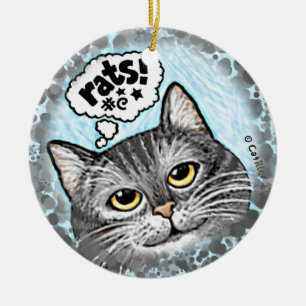 Katzen-Ornament für Ratten Keramik Ornament