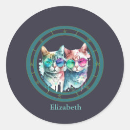 Katzen Paar Valentinstag Funny Runder Aufkleber